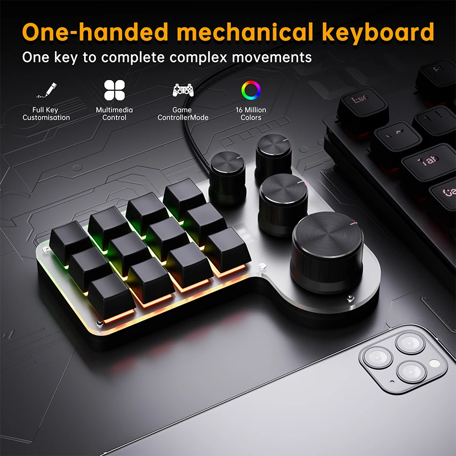 12 Keys 4 Knobs Programming Ma - огляд і ціна Gaming Keyboard Mini Mechanical